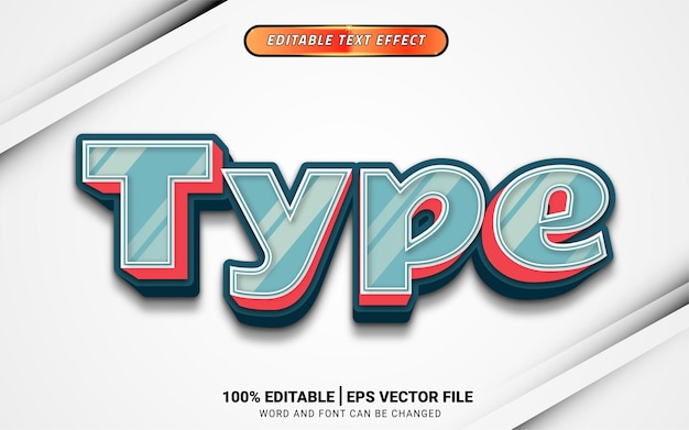 Vector retro vintage type 3d teksteffect bewerkbaar sjabloonontwerp