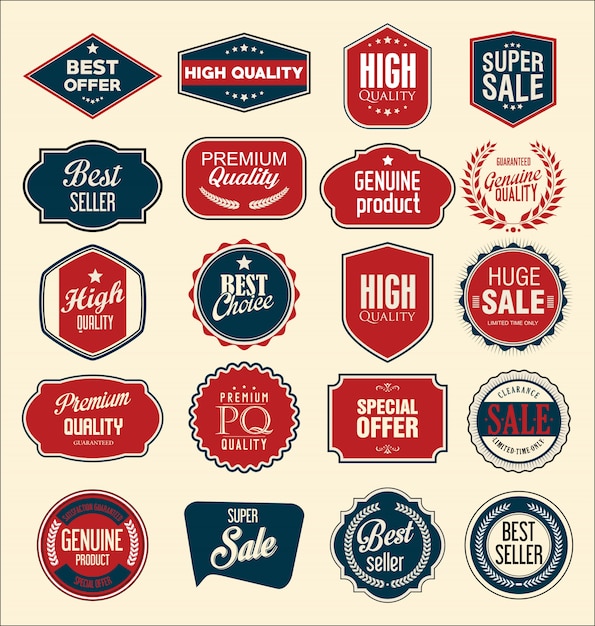 Vector retro vintage verkoop badges en labels-collectie
