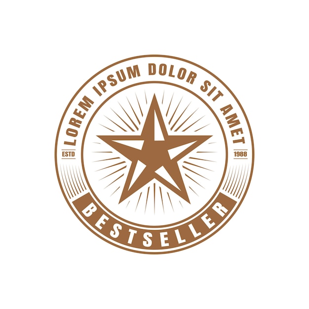 Retro vintage western country texas star badge emblema etichetta timbro logo design vector