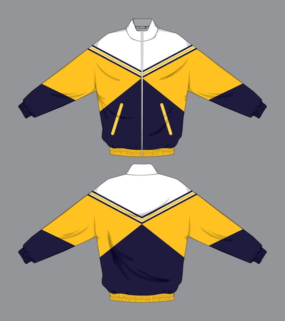 retro vintage windbreaker hoodie jacket template