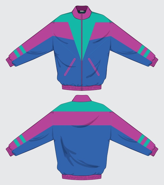 retro vintage windbreaker jacket template