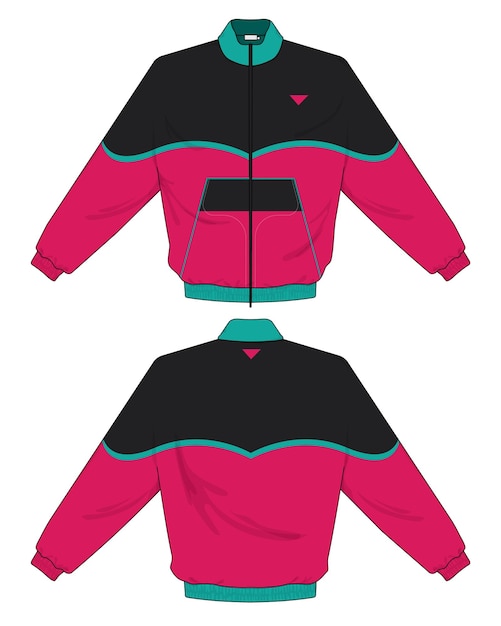 retro vintage windbreaker jacket template