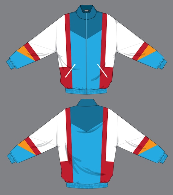 retro vintage windbreaker jacket template