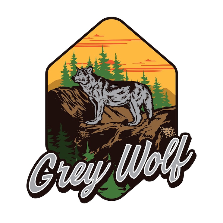 Vector retro vintage wolf vector illustration design
