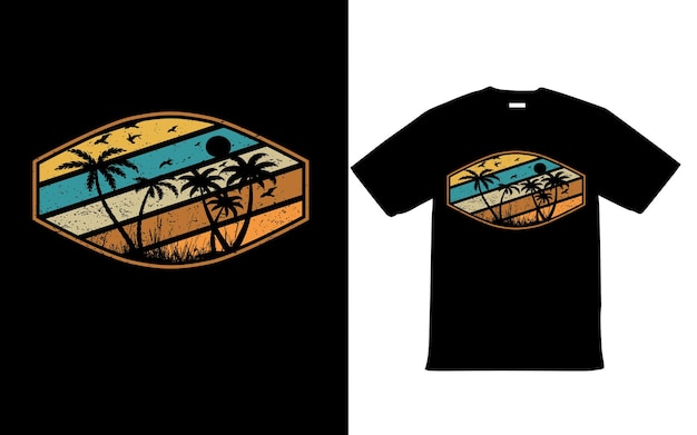 Retro Vintage zonsondergang achtergrond grafisch ontwerp voor TShirt Design