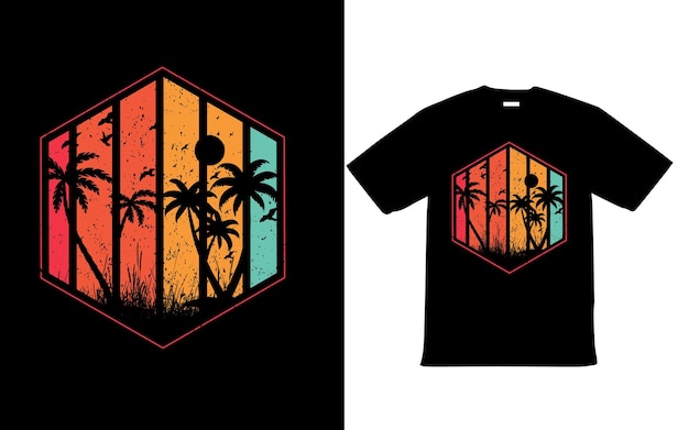 Retro Vintage zonsondergang achtergrond grafisch ontwerp voor TShirt Design