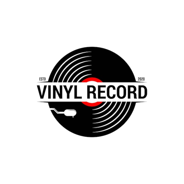 Vector retro vinyl records badges logo template. vector music icon or emblem.