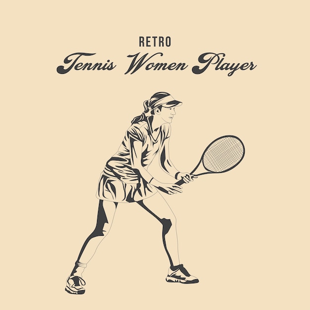 Retro Vrouwen Tennisser Vector Stock Illustratie