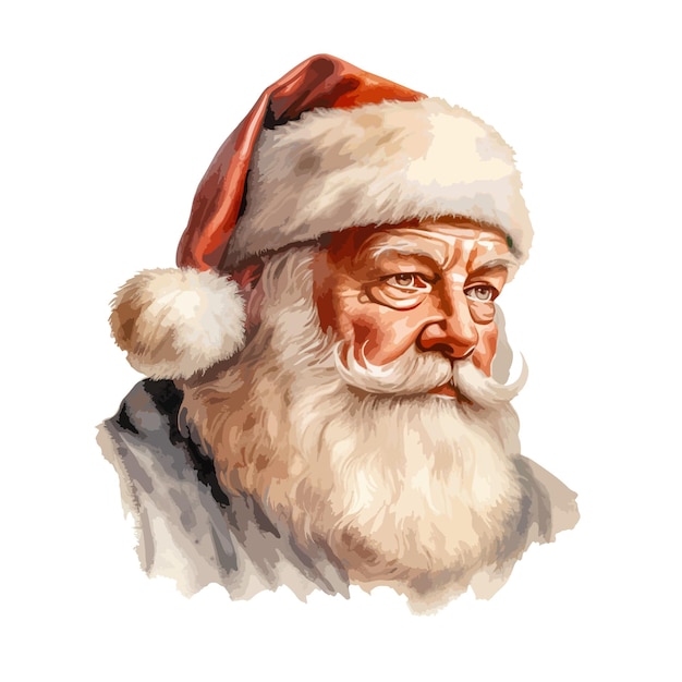 Retro watercolor portrait santa claus