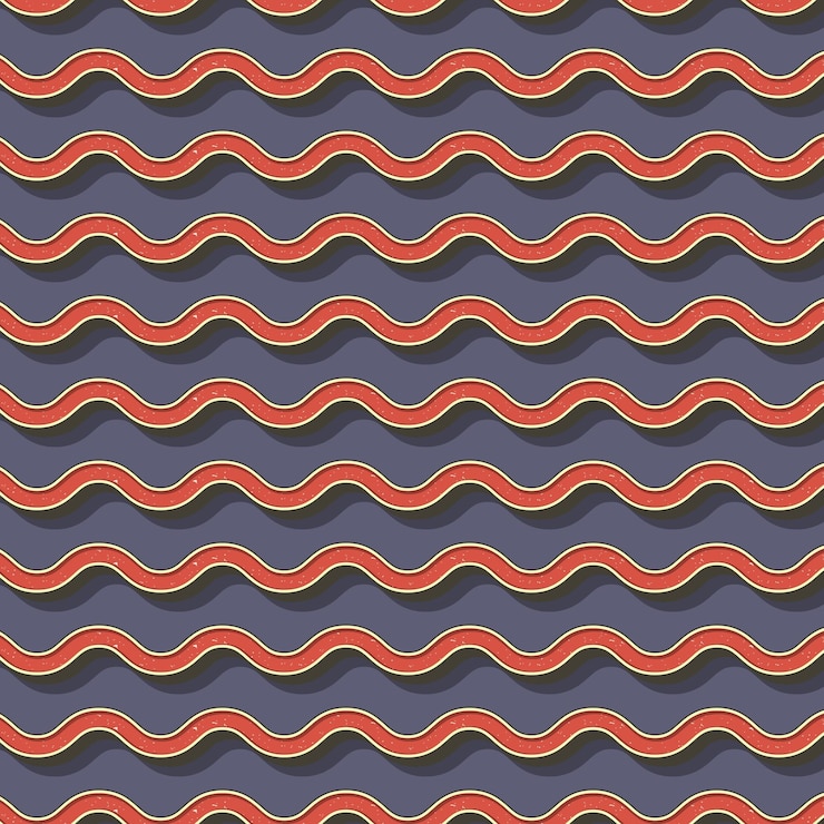 Vector 레트로 파도 패턴입니다. 80년대, 90년대 스타일 이미지의 추상적인 기하학적 배경. 기하학적 간단한 그림