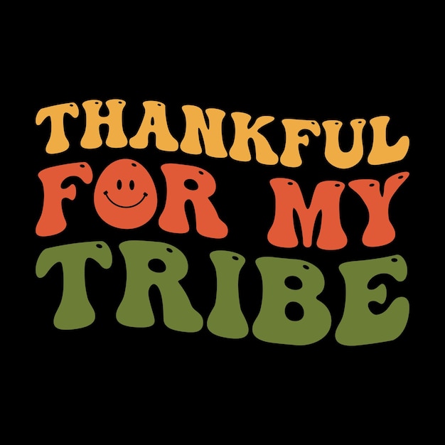 Retro wavy groovy Thankful Mama Thanksgiving  Autumn T-Shirt Design