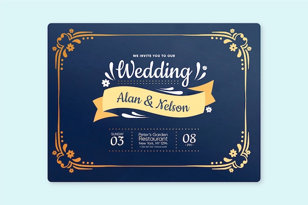 Vector retro wedding invitation template