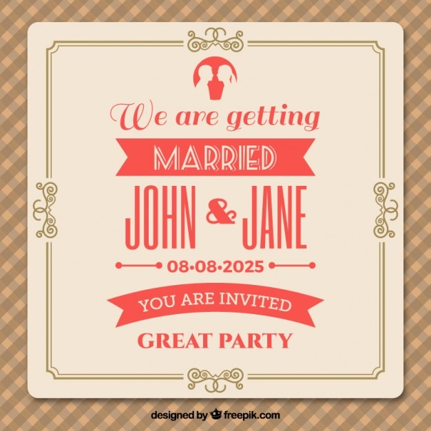 Vector retro wedding invitation