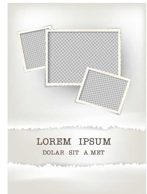 retro White paper photo frame design, Torn paper is a picture frame