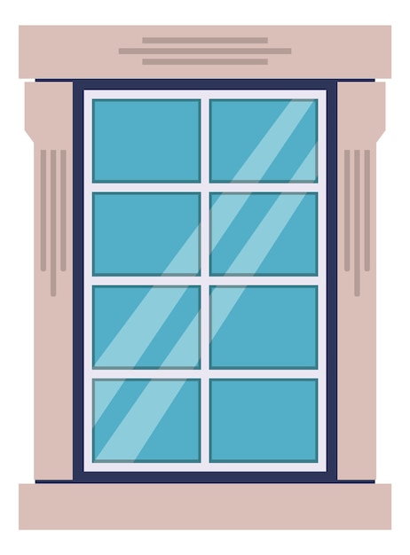 Vector retro window exterior view building front element