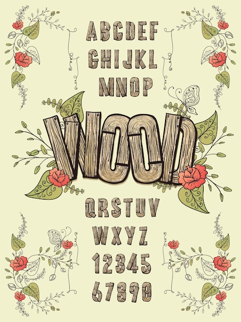 Retro wood plank font