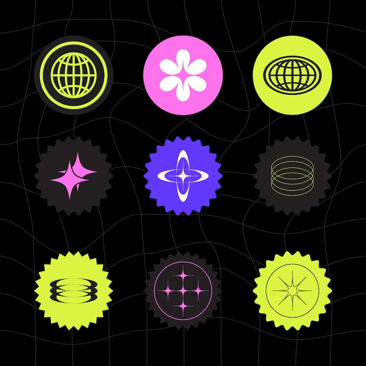 Vector retro y2k futuristic