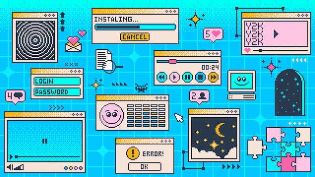Retro y2k pagina computer venster interface vector