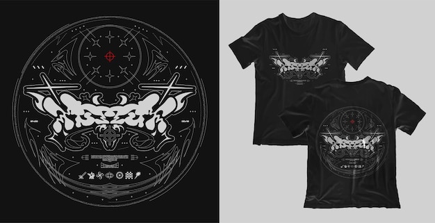 retro y2k round logo abstract print for streetwear print for tshirts and sweatshirts on a black