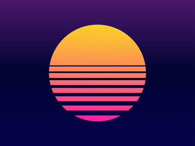 Retro zonsondergang achtergrond jaren 80 vintage vectorillustratie