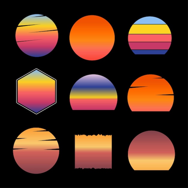 Retro zonsondergang illustraties vector achtergrond