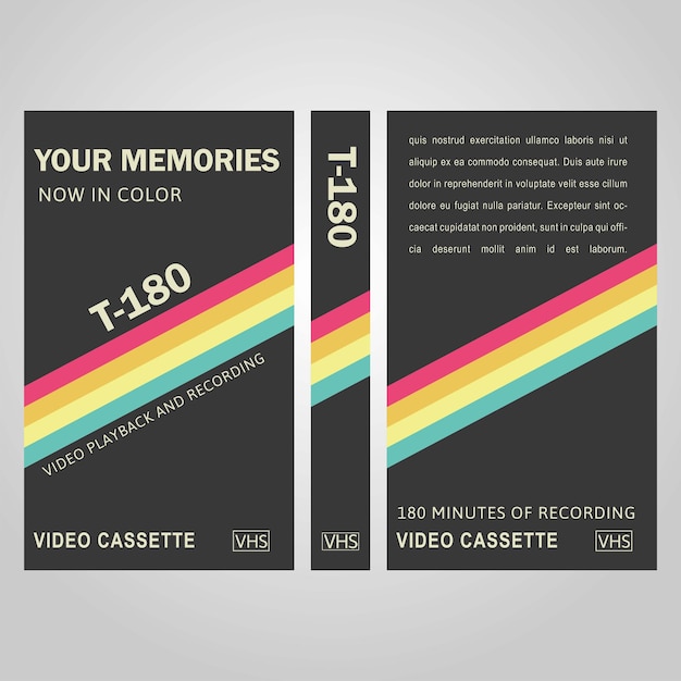 Retro zwarte VHS-band volledige dekking