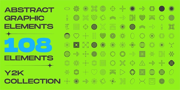 retrofuturistic y2k geometry design elements collection big collection of abstract graphic geometric objects ornaments for decoration