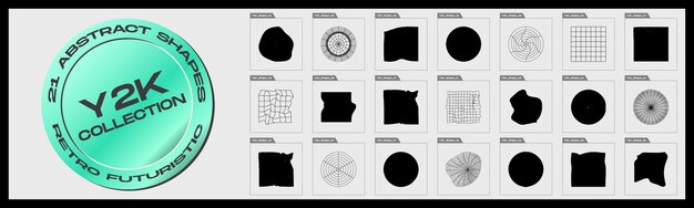 Vettore collezione di elementi di design della geometria y2k retrofuturistica grande collezione di oggetti geometrici grafici astratti forme semplici