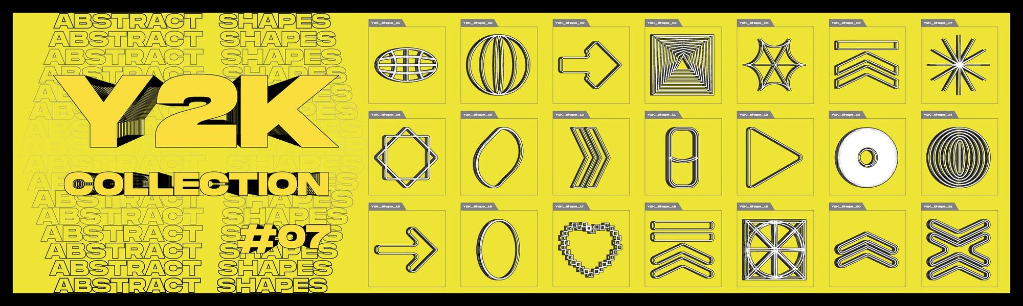 Y2k Style Symbols And Design Elements Collection Of Abstract And