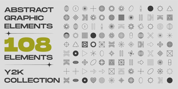 retrofuturistic y2k geometry design elements collection trendy geometric design elements abstract bauhaus and boho cosmic style