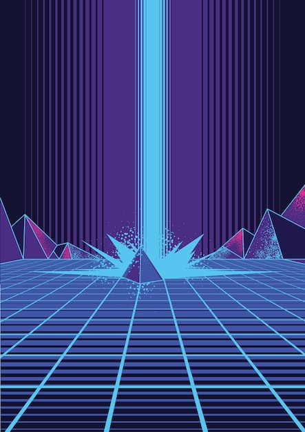 retrowave背景イラスト