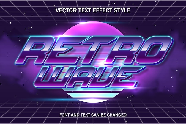 Retrowave nacht typografie belettering 3d bewerkbare teksteffect lettertype stijl sjabloon achtergrondontwerp