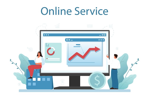 Return on business online service or platform Profitability of a business project Idea of business success Flat vector illustration