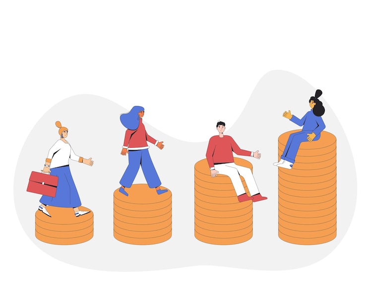 Vector return on investment concept business growth income people with money different characters