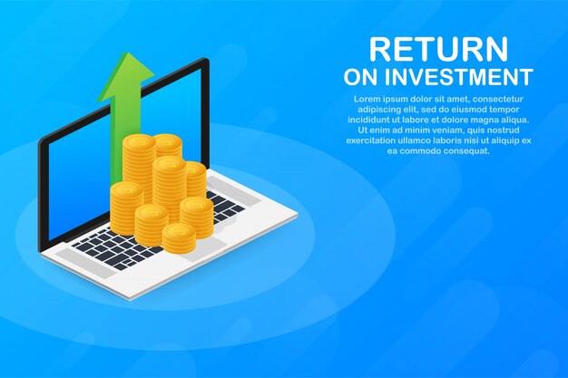 Return on investment concept in isometric design.