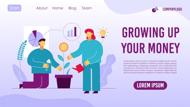 Vector return to investment concept landing page design