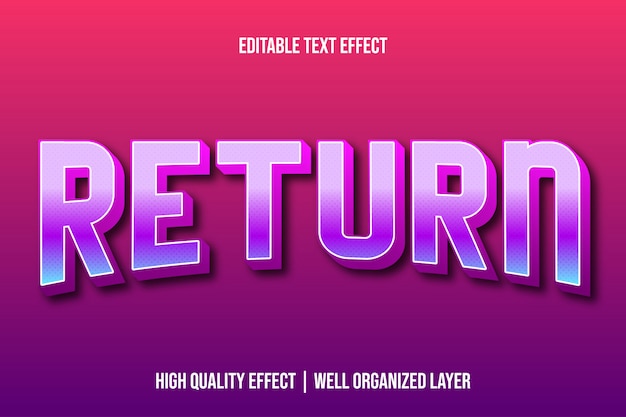 Return, Purple Editable Text Effect Font Style