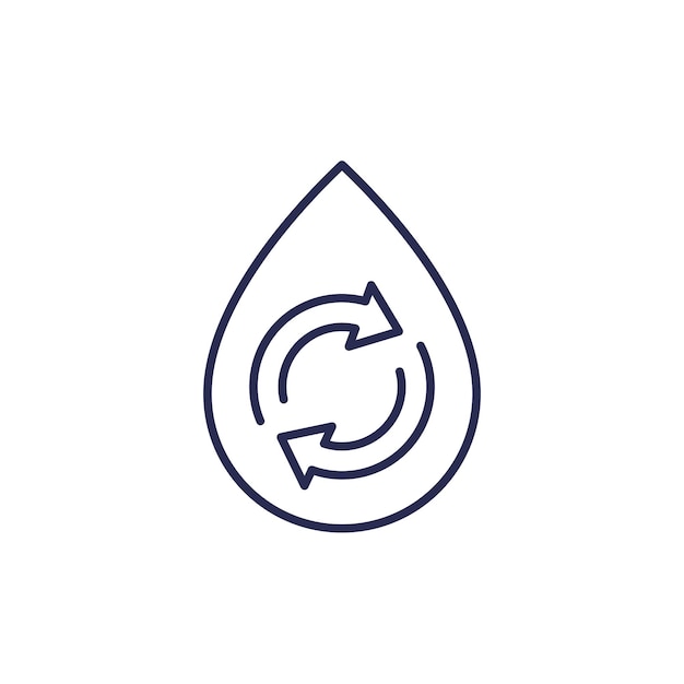 Vector reuse water line icon with a drop