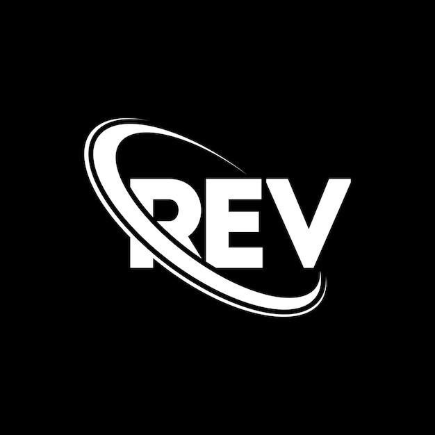 REV logo REV letter REV letter logo design Initials REV logo linked with circle and uppercase monogram logo REV typography for technology business and real estate brand