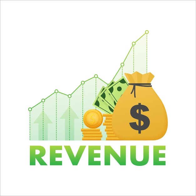 Revenue growth increasing graph High interest rate Vector stock illustration