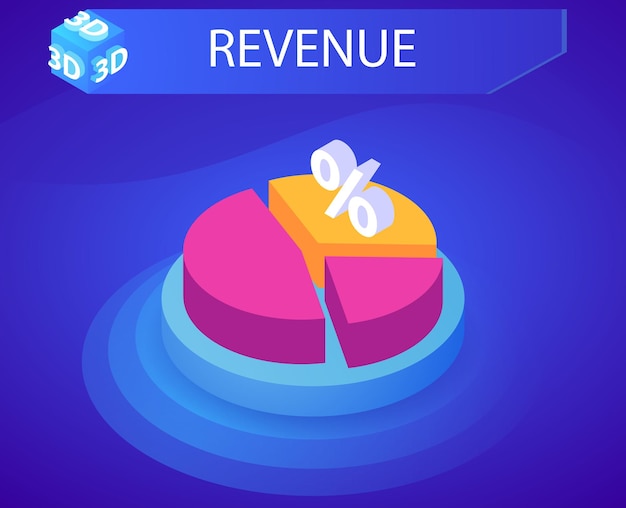 Revenue isometric design icon Vector web illustration 3d colorful concept