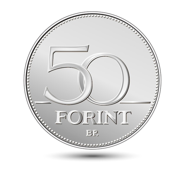 Reverse of Hungary coin fifty forint isolated in white background Vector illustration