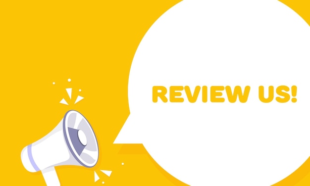 Review us flat yellow banner review us vector illustration