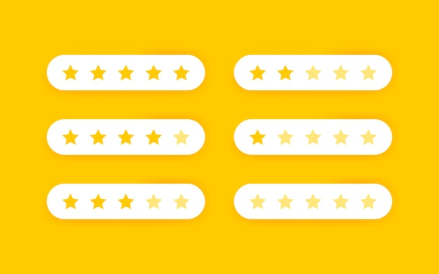 Reviews. evaluation. vector illustration. feedback from 0 before 5 on yellow background