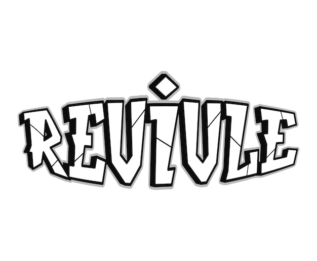 Revival word trippy psychedelic graffiti style letters