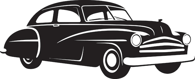 復活したクラシック 黒い車のロゴ 古代の魅力 ヴィンテージのエンブレムデザイン