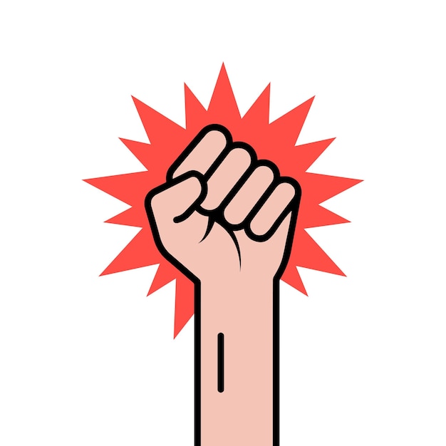 revolution protest with outline hand concept of communism socialism radical patriotic solidarity uprising isolated on white background flat style trend modern logo design vector illustration