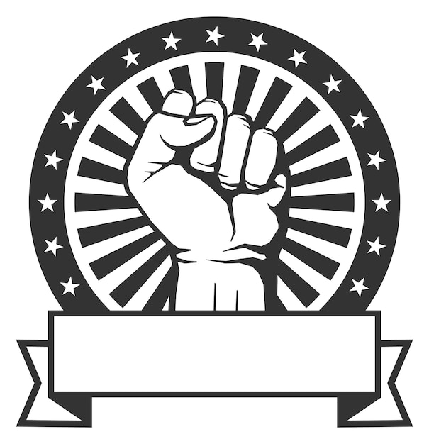 Revolution symbol Human fist badge Fight club logo