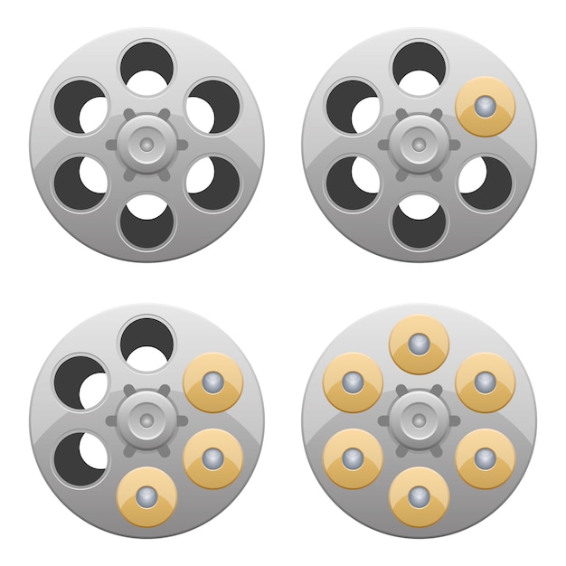 리볼버 실린더 디자인 일러스트 레이 션 흰색 배경에 고립