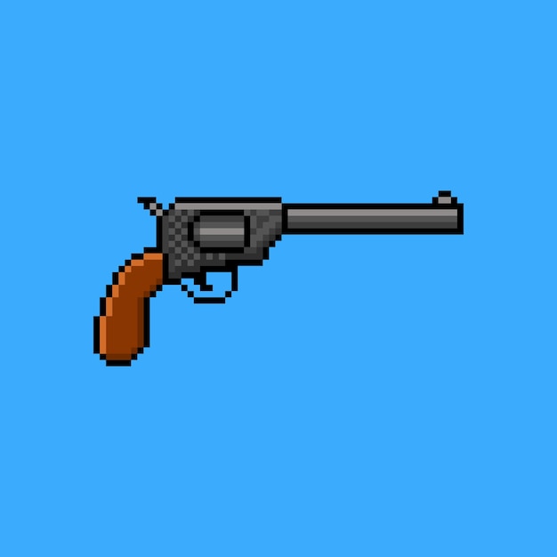 Revolver gun pixel art